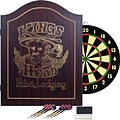 Trademark Dark Wood Dartboard Cabinet Set, Kings Head Value