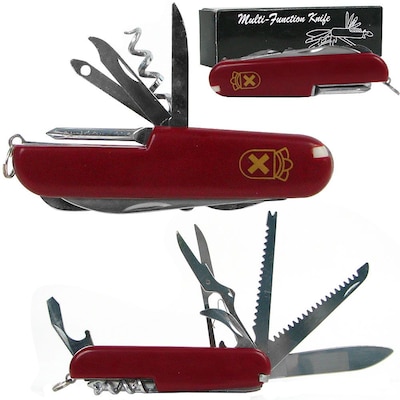 Trademark Whetstone™ 3 1/2" 13 Function Swiss Type Army Knife, Red