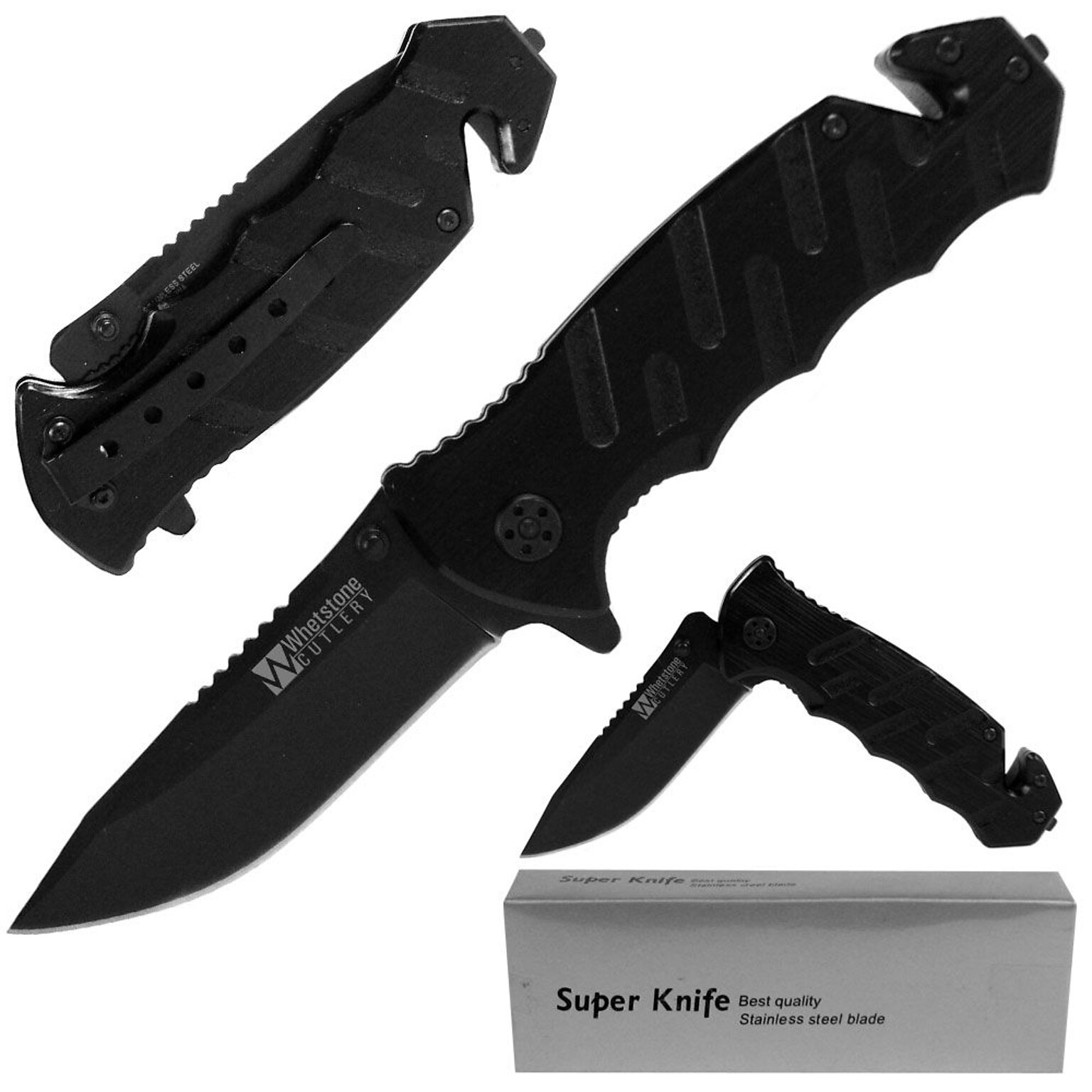 Trademark Whetstone™ 7 7/8 Tough Rescue Tactical Folding Knife