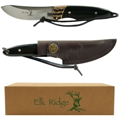 Trademark 7 1/4 Elk Ridge Stainless Steel Hunting Knife With Sheath; Black