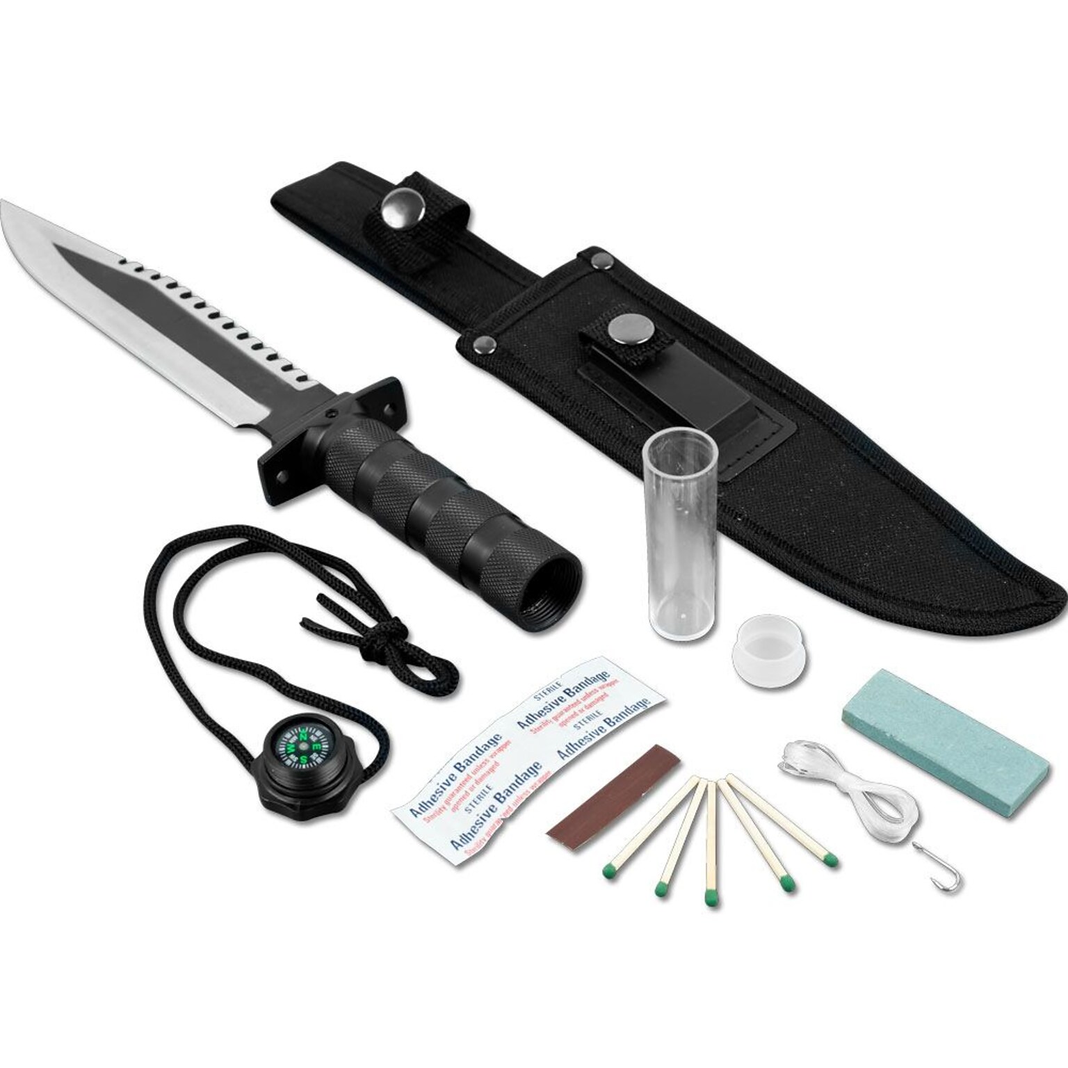 Trademark Whetstone™ Frontiersman Survival Knife and Kit With Sheath