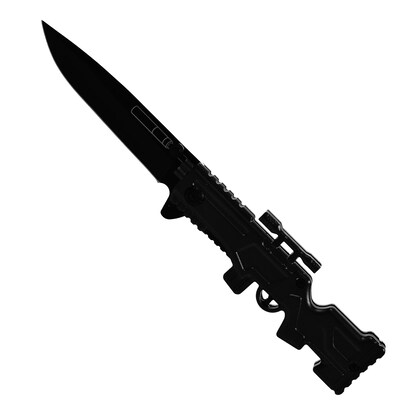 Trademark Whetstone™ 7 3/4 Stainless Steel Rifle Style Sniper Knife, Black