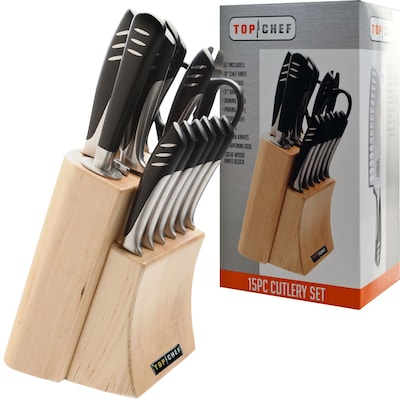 Top Chef® 15-Piece Stainless Steel Knife Set; Black