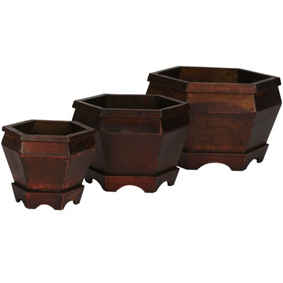 Nearly Natural 507 Wooden Planter Set of 3