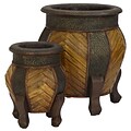 Nearly Natural 519 Rounded Wood Planters Set of 2