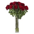 Nearly Natural 1215 Large Rose Silk Floral Arrangements, Red