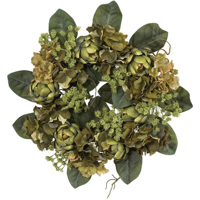 Nearly Natural 4628 18 Artichoke Wreath, Green