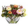 Nearly Natural 4668 Peony with Glass Vase Silk Floral Arrangements, Assorted