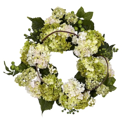 Nearly Natural 4780 22 Hydrangea Wreath, Cream/Green