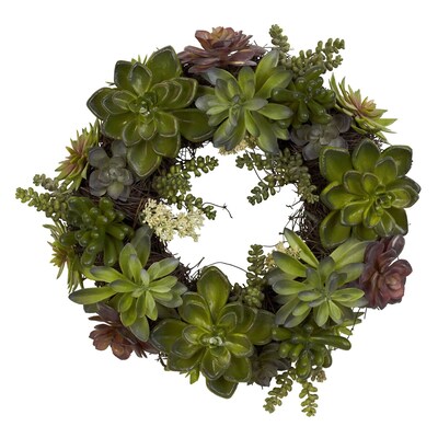 Nearly Natural 4798 20 Succulent Wreath, Green