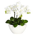 Nearly Natural 4804 Phalaenopsis Silk Floral Arrangements, White