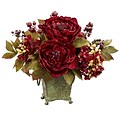 Nearly Natural 4928 Peony and Hydrangea Floral Arrangements, Red