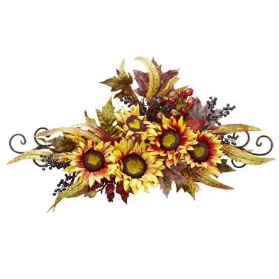 Nearly Natural 4932 Sunflower Swag with Metal Frame