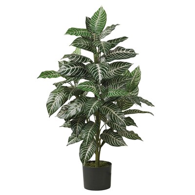 Nearly Natural 6542 3 Zebra Silk Plant in Pot
