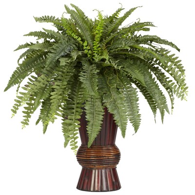 Nearly Natural 6628 Boston Fern Floor Plant in Decorative Vase