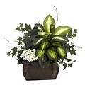 Nearly Natural 6684 African Violet and Ivy Desk Top Plant in Decorative Vase