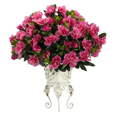Nearly Natural 6687 Azalea Desk Top Plant in Decorative Vase