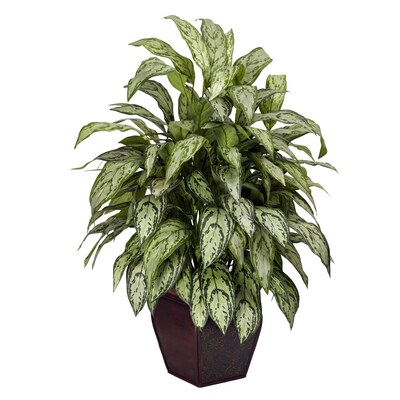 Nearly Natural 6693 Silver Queen Plant in Planter