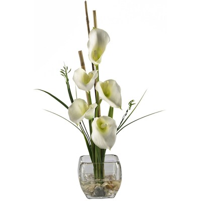 Nearly Natural 1118-CR Calla Lilly Floral Arrangements, Cream