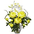 Nearly Natural 1175-YL Peony and Orchid Floral Arrangements, Yellow