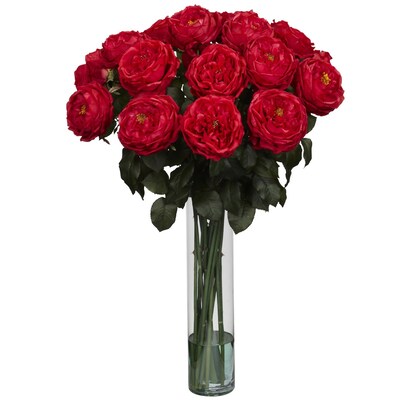 Nearly Natural 1219-RD Fancy Rose Floral Arrangements, Red