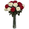 Nearly Natural 1219-RW Fancy Rose Floral Arrangements, Red/White