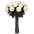 Nearly Natural 1219-WH Fancy Rose Floral Arrangements, White