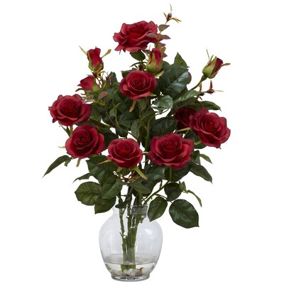 Nearly Natural 1281-RD Rose Bush Arrangements, Red