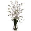 Nearly Natural 1294-WH Dancing Lady with Vase Floral Arrangements, White