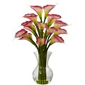 Nearly Natural 1299-PK Galla Calla Lily with Vase Floral Arrangements, Pink