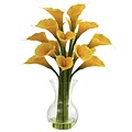 Nearly Natural 1299-YL Galla Calla Lily with Vase Floral Arrangements, Yellow