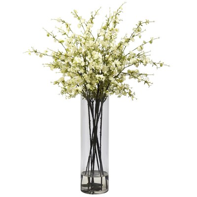 Nearly Natural 1316-WH Giant Cherry Blossom Floral Arrangements, White