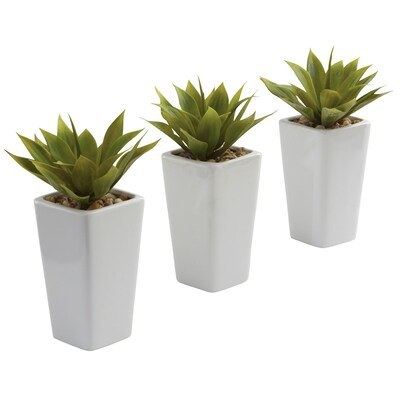 Nearly Natural 4972 Mini Agave Set of 3 Plant in Planter