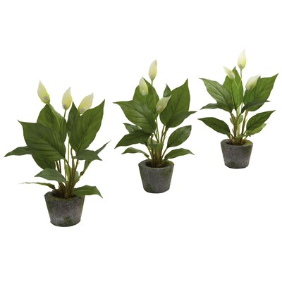 Nearly Natural 4974 Spathyfillum Set of 3 Plant in Planter