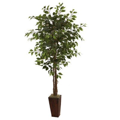 Nearly Natural 5931 6 Ficus Plant in Planter