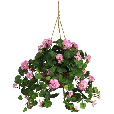 Nearly Natural 6609-PK Geranium Hanging Plant in Basket, Pink