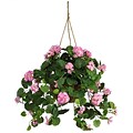 Nearly Natural 6609-PK Geranium Hanging Plant in Basket, Pink