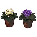 Nearly Natural 6685 African Violet Set of 2 Plant in Pot
