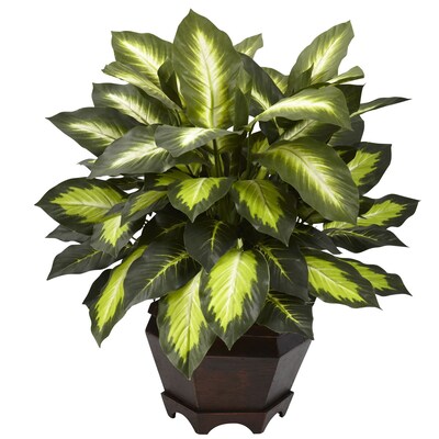 Nearly Natural 6720 Triple Dieffenbachia Desk Top Plant in Decorative Vase