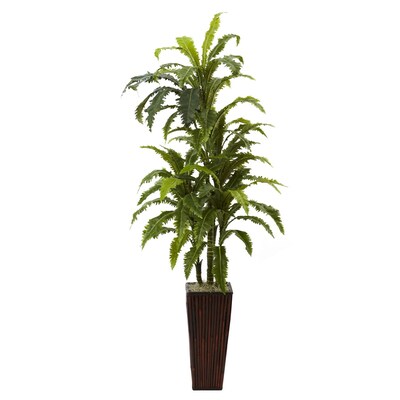 Nearly Natural 6748 Margarintum and Bamboo Plant in Planter