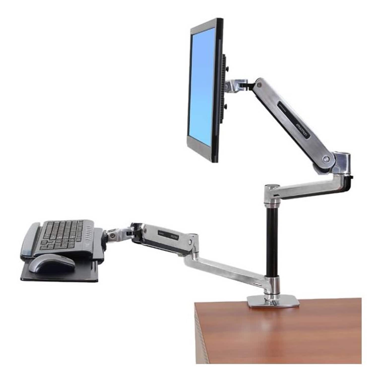 Ergotron® 45-405-026 42 Sit-Stand Desk Mount For Flat Panel Display; Polished Aluminum