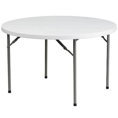Flash Furniture 48 Plastic Round Folding Table, Granite White, 6/Pack