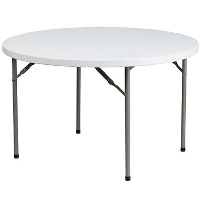 Flash Furniture 48" Plastic Round Folding Table, Granite White