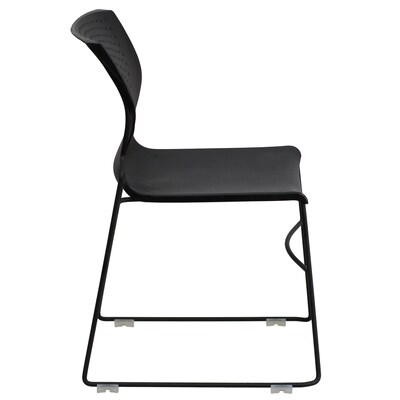 Flash Furniture Hercules Full Back Stack Chair With Black Frame, Black, 4/Pack