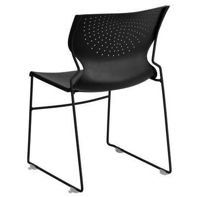 Flash Furniture Hercules Full Back Stack Chair With Black Frame, Black, 4/Pack