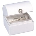 HBH™ 3 x 2 1/2 Satin Ring Box With Clear Gem and Faux-Pearl Flower Adornment on Lid, Black