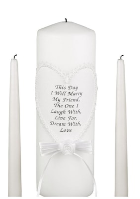 HBH™ This Day I Will Marry My Friend Unity Candle Set, White