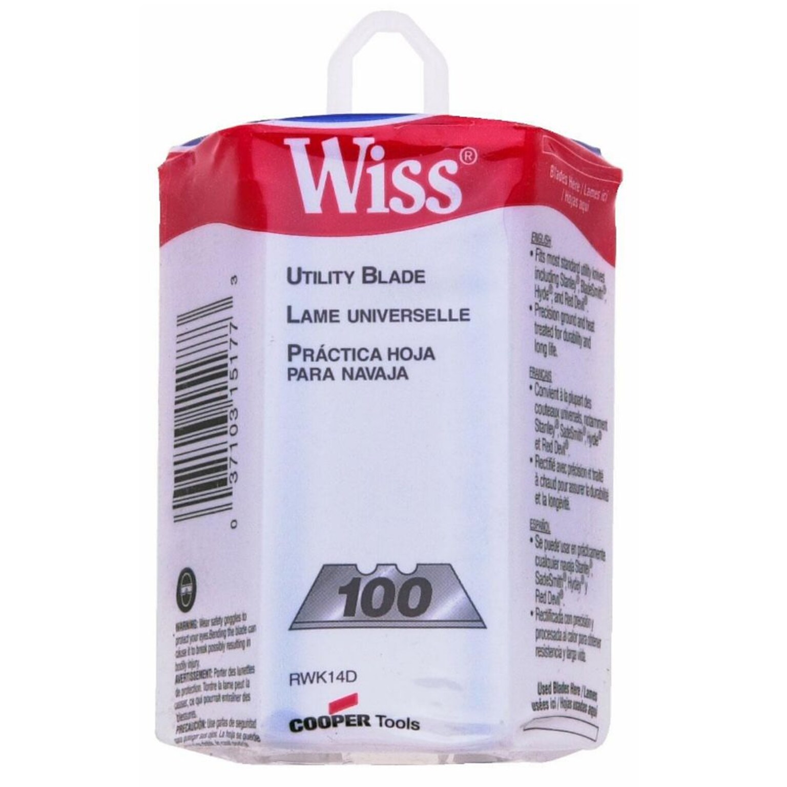 Apex Tool Wiss® RWK14D Heavy-Duty Blade, 100 Blades/Dispenser