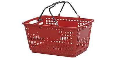 Wire Handle Hand Basket, 30 Liter, Red, 20 Baskets/Pack