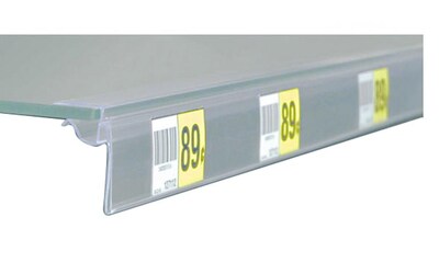 FFR Merchandising® Extra-Duty Data Strip® Label Holder For Glass Shelving, 1 1/4 x 47 3/4, Clear, 3/Pack